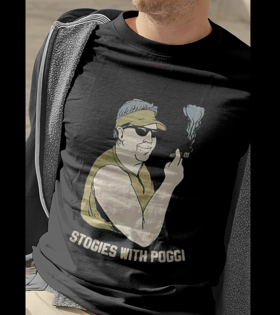 Stogies With Poggi Biff Poggi Smoking Cigar Artwork T-Shirt