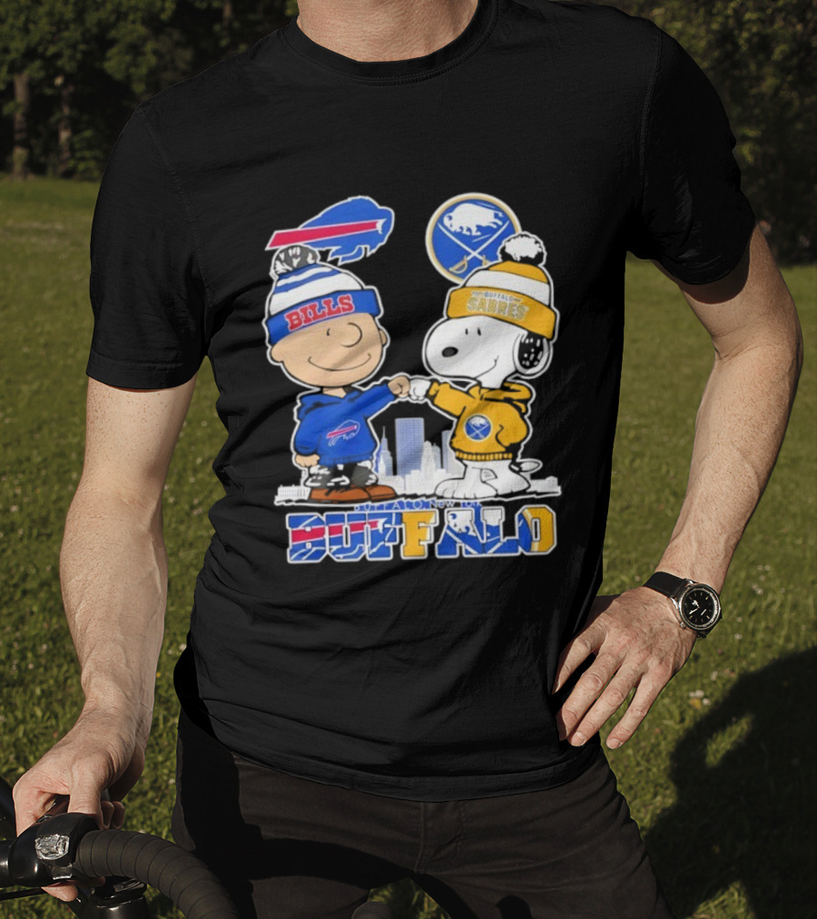 Buffalo Bills Sabres Snoopy Charlie Brown Friendship Skyline T-Shirt