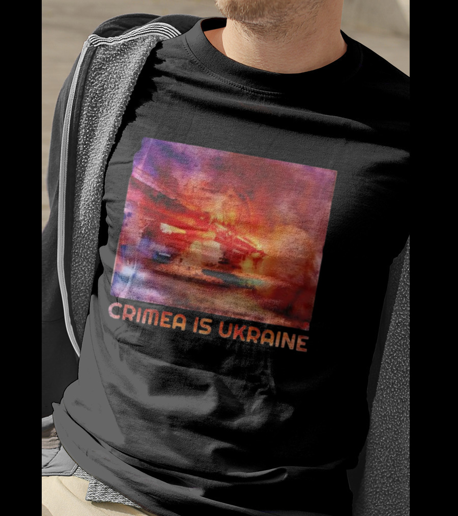 Crimea Is Ukraine Watercolor Bridge Explosion Imagery T-Shirt