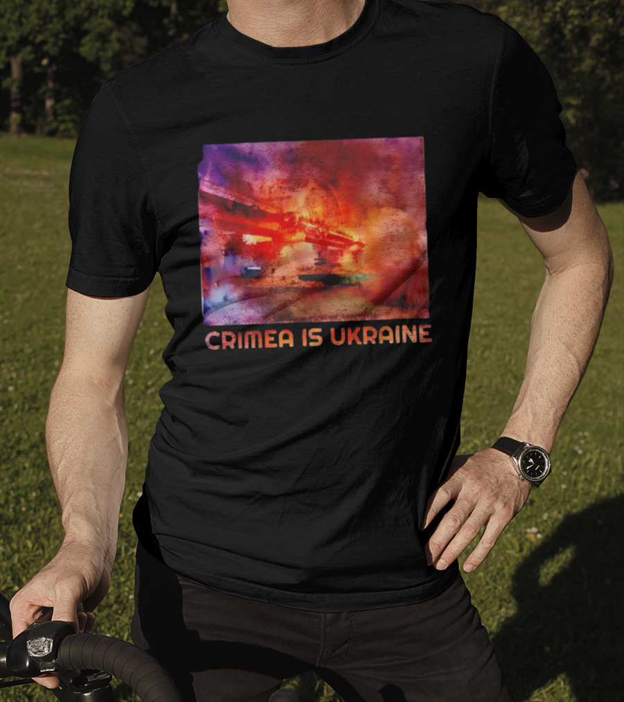 Crimea Is Ukraine Watercolor Bridge Explosion Imagery T-Shirt