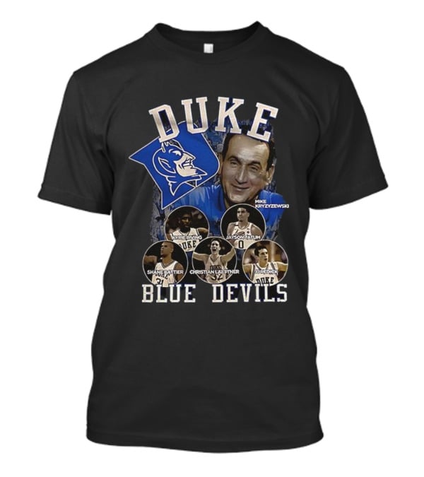 Duke Blue Devils Mike Krzyzewski Kyrie Irving Jayson Tatum Shane Battier Christian Laettner JJ Redick Vintage Legends T-Shirt