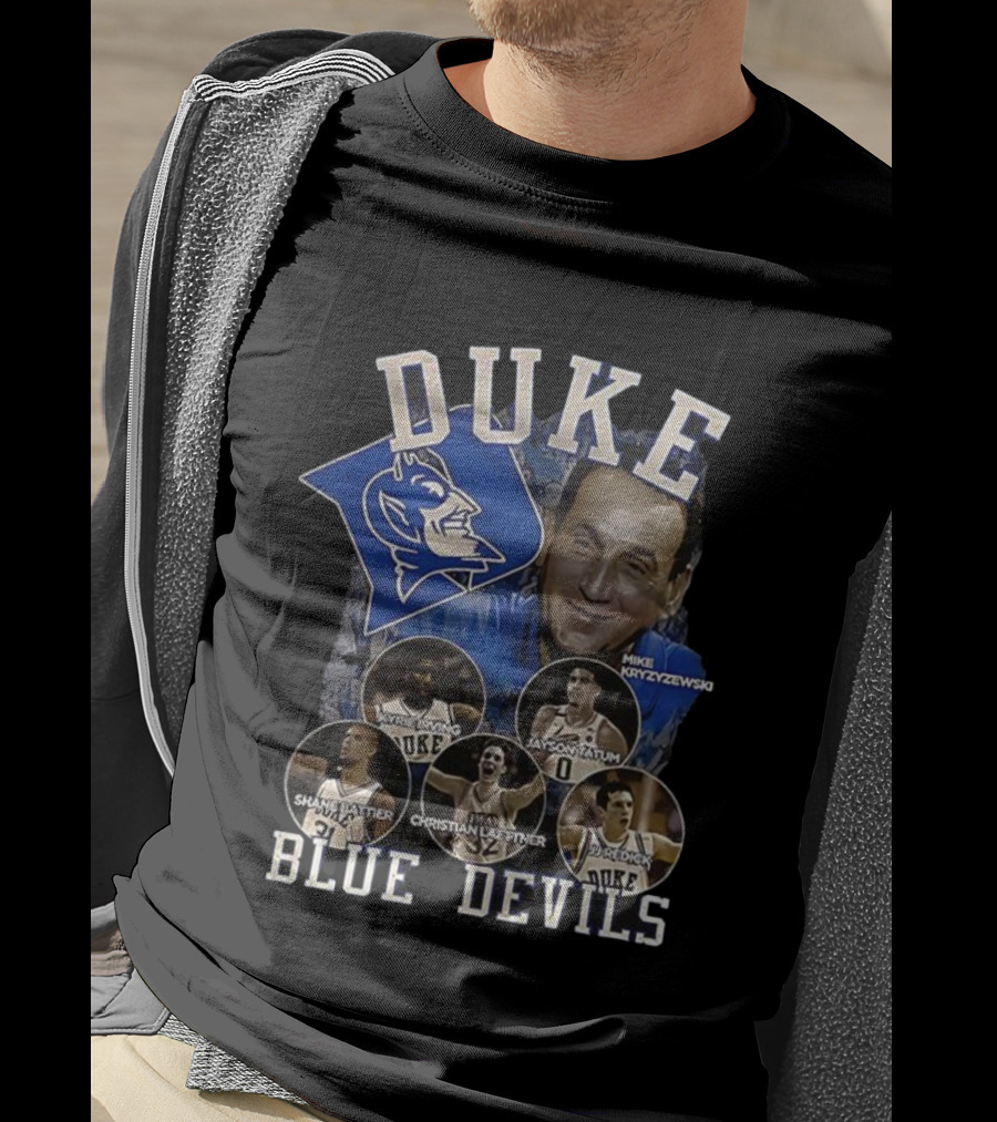 Duke Blue Devils Mike Krzyzewski Kyrie Irving Jayson Tatum Shane Battier Christian Laettner JJ Redick Vintage Legends T-Shirt