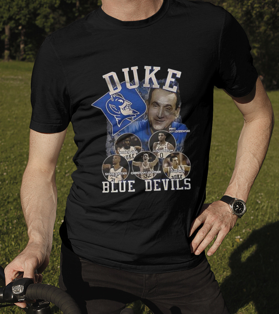 Duke Blue Devils Mike Krzyzewski Kyrie Irving Jayson Tatum Shane Battier Christian Laettner JJ Redick Vintage Legends T-Shirt