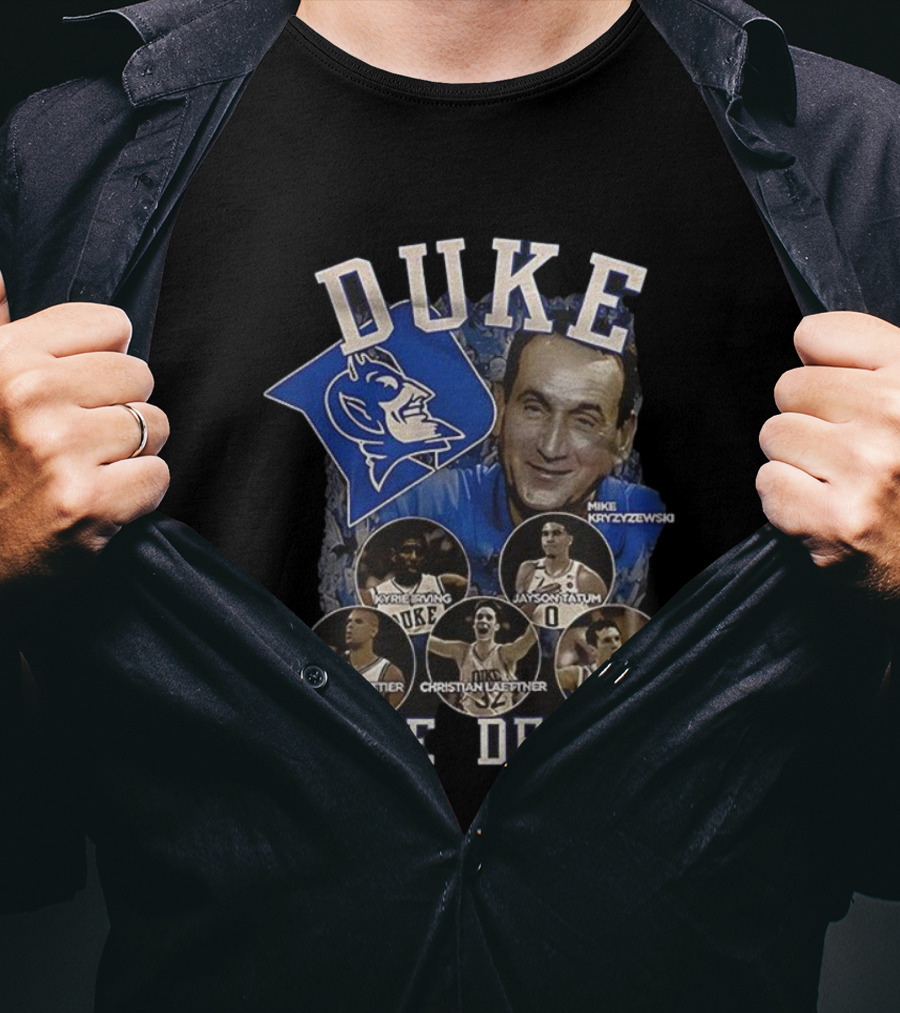 Duke Blue Devils Mike Krzyzewski Kyrie Irving Jayson Tatum Shane Battier Christian Laettner JJ Redick Vintage Legends T-Shirt