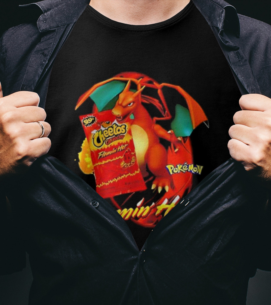 Flamin’ Hot Cheetos Charizard Pokémon Crossover T-Shirt