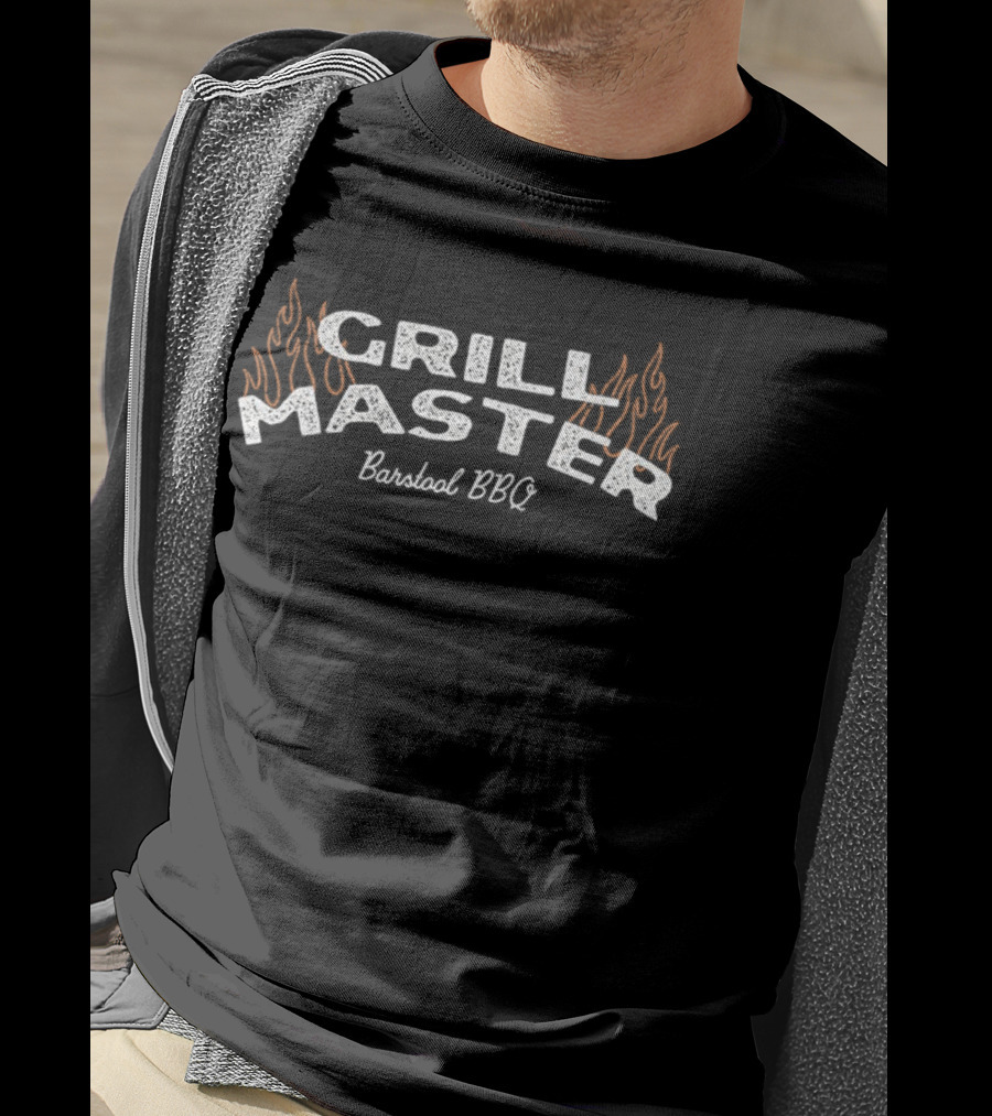 Grill Master Barstool BBQ Flames Cooking Enthusiast T-Shirt