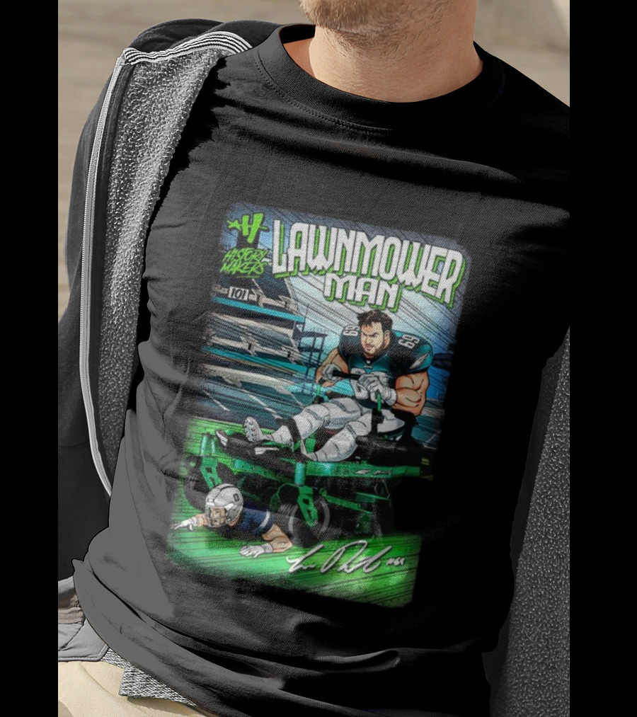 Landon Dickerson Philadelphia Eagles Lawnmower Man Historical Makers Comic Signature T-Shirt