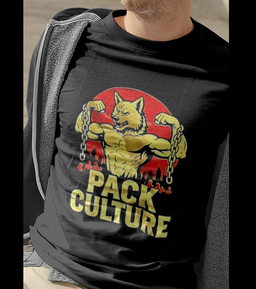 Pack Culture Thunder Wolves Buff Wolf With Chains T-Shirt
