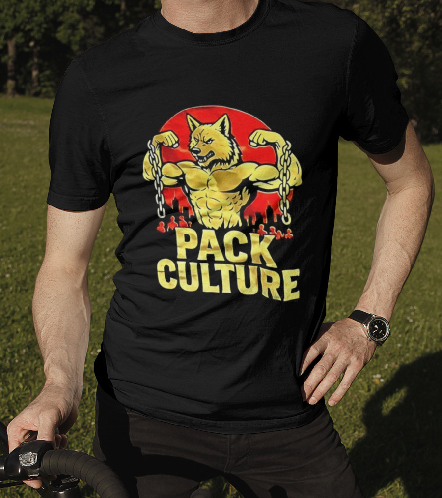 Pack Culture Thunder Wolves Buff Wolf With Chains T-Shirt