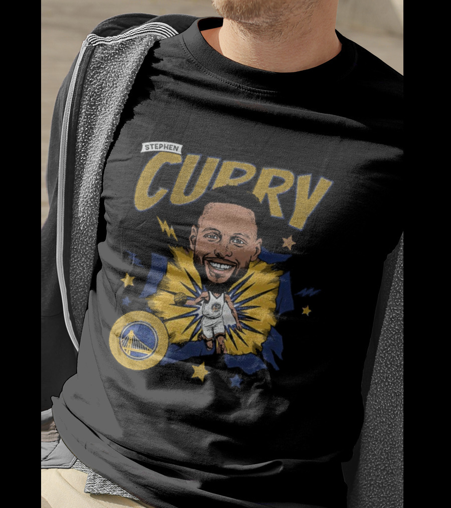 Stephen Curry Golden State Warriors NBA Caricature Vibrant Design T-Shirt
