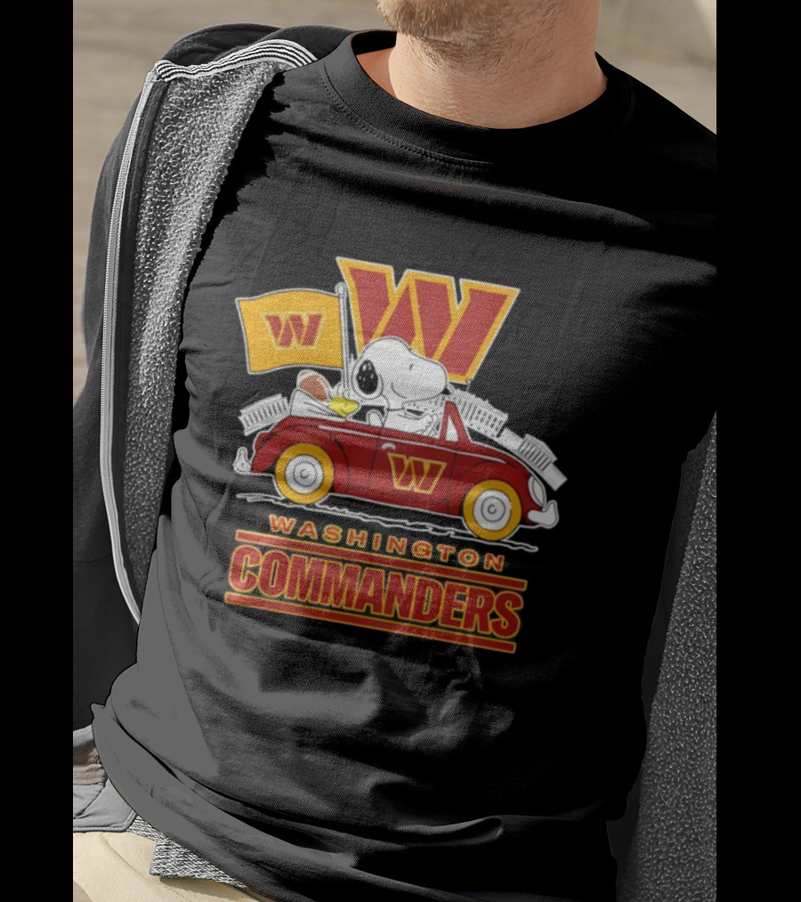 Washington Commanders Snoopy Woodstock Driving Football Car Fan Gear T-Shirt
