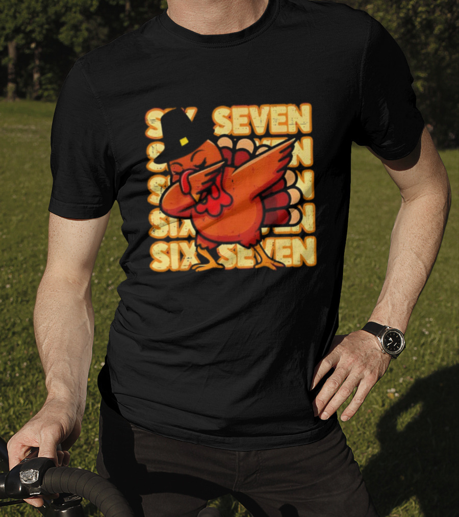 Thanksgiving Turkey Dab Meme Six Seven 67 Funny T-Shirt