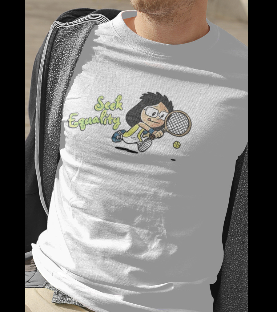Seek Equality Billie Jean King Cartoon Tennis Character T-Shirt