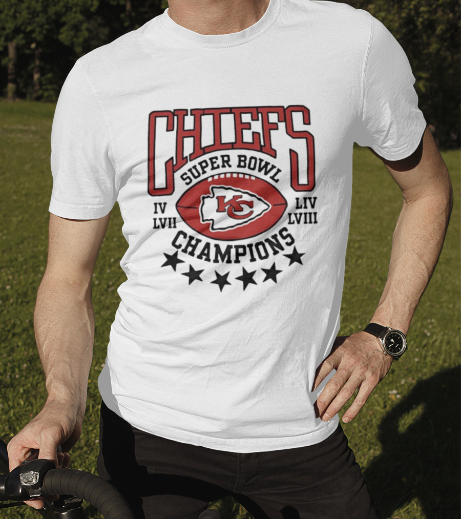 CHIEFS Super Bowl Champions KC IV LIV LVII LVIII T-Shirt