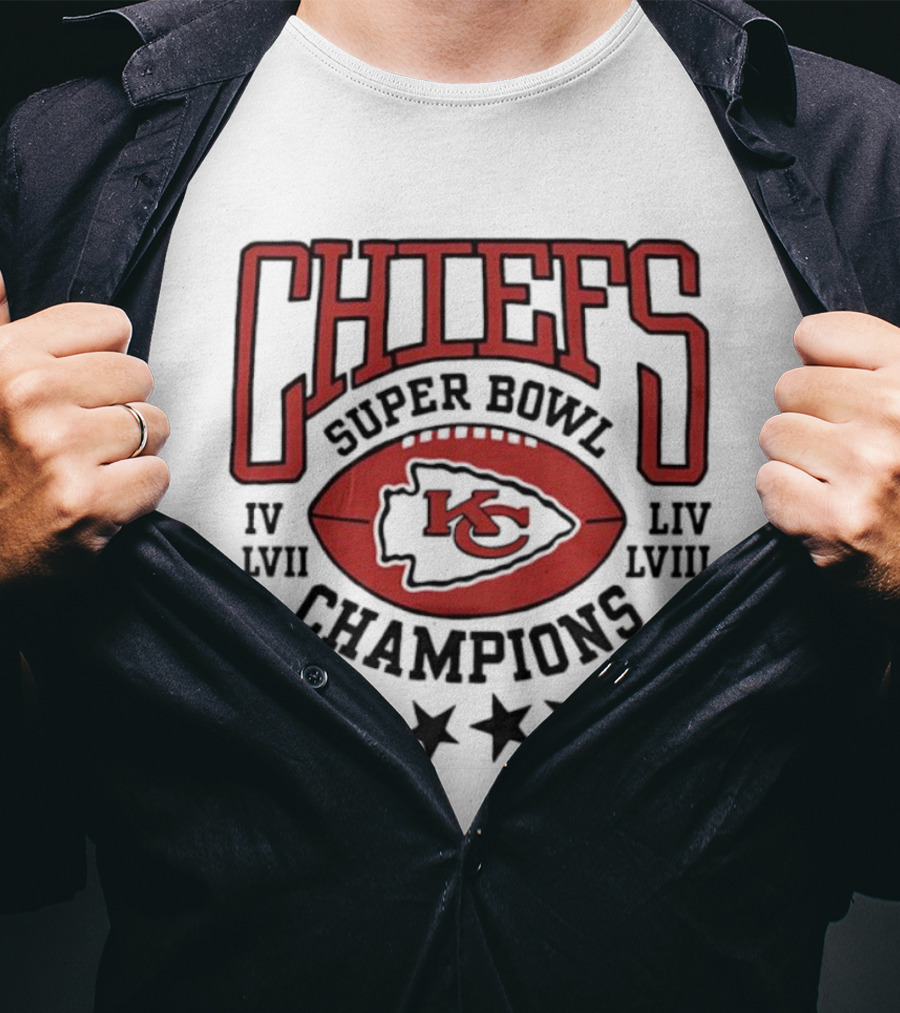CHIEFS Super Bowl Champions KC IV LIV LVII LVIII T-Shirt