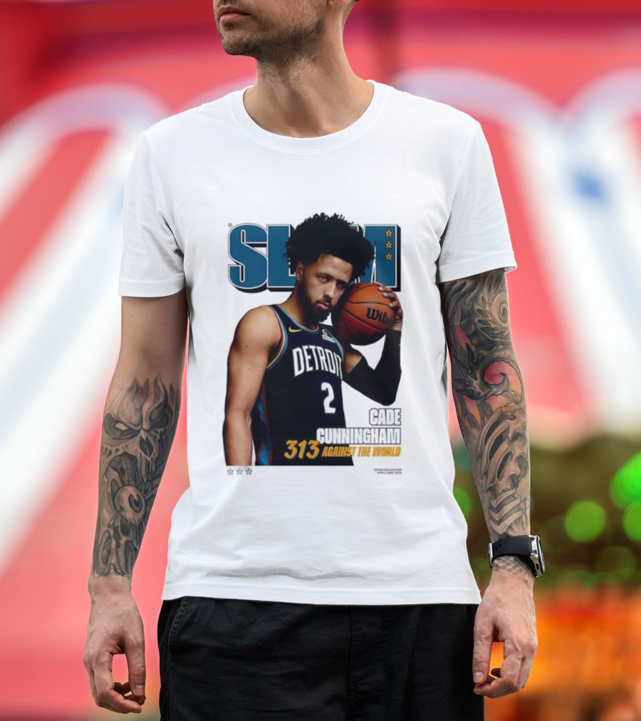 Slam Cade Cunningham Detroit Pistons 313 Against The World T-Shirt