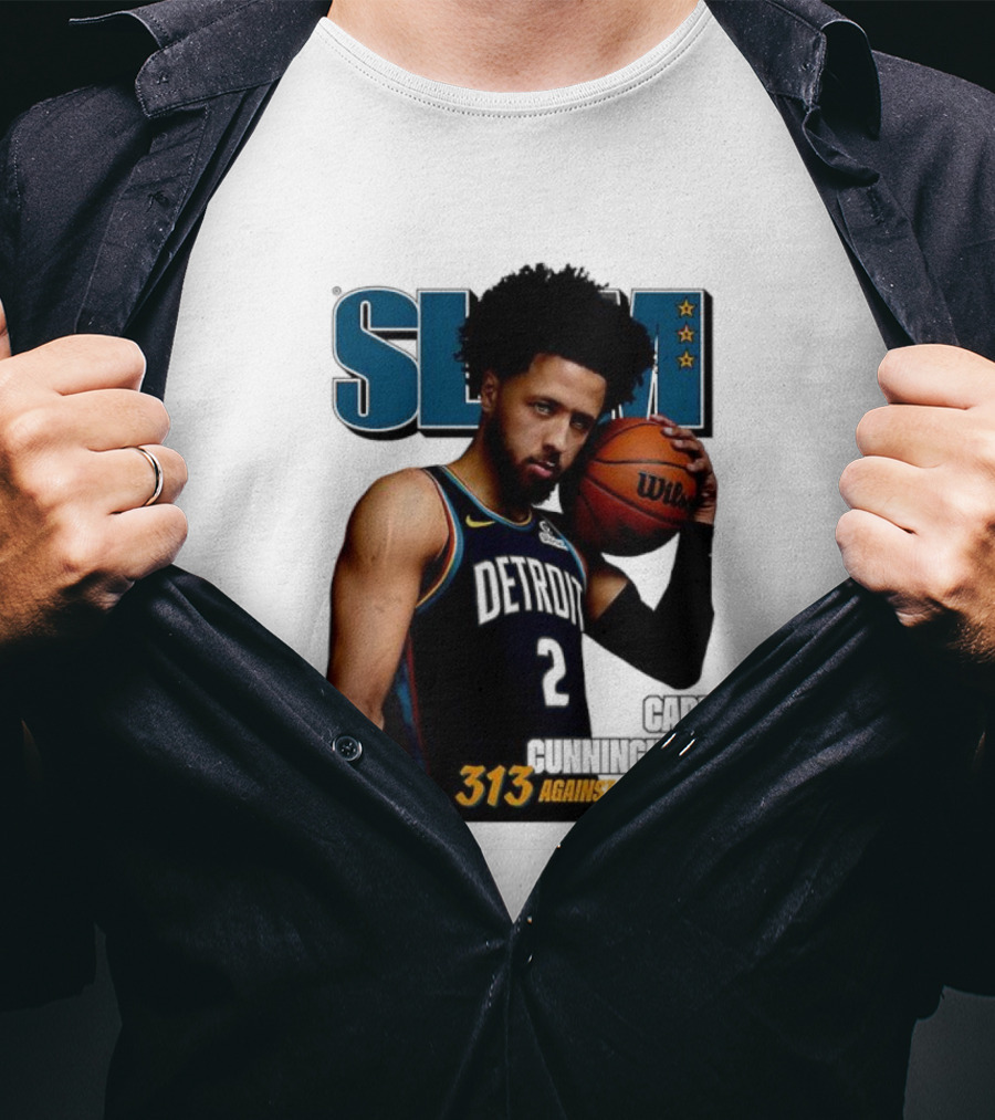 Slam Cade Cunningham Detroit Pistons 313 Against The World T-Shirt