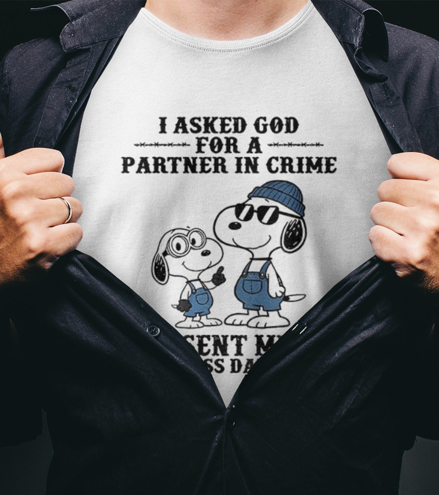 Snoopy Partner In Crime God Sent Smartass Daughter T-Shirt