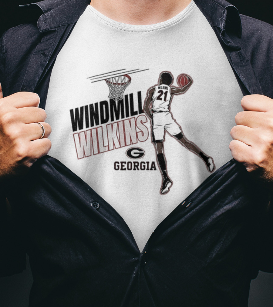 Windmill Wilkins Georgia Basketball Cartoon Iconic Slam Dunk T-Shirt