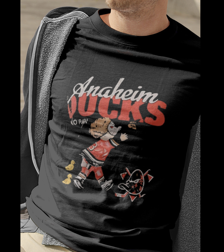 Anaheim Ducks Vintage Style Hockey Player And Mascot Retro Graphics T-Shirt