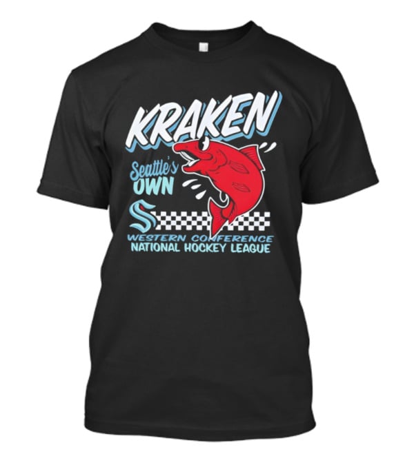 Seattle Kraken Western Conference National Hockey League Mascot Salmon T-Shirt