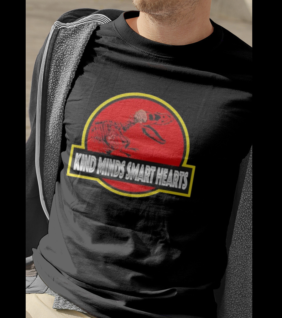 Kind Minds Smart Hearts Dinosaur Red Badge T-Shirt