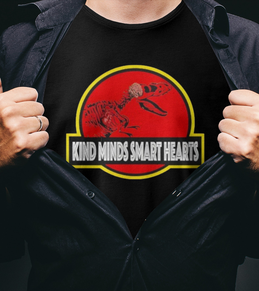Kind Minds Smart Hearts Dinosaur Red Badge T-Shirt