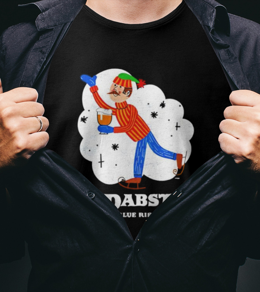 Pabst Blue Ribbon Vintage Holiday Ice Skating Elf T-Shirt