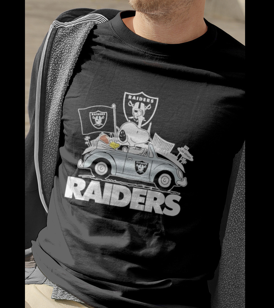 Peanuts Las Vegas Raiders Welcome To The Pound Driving Car Raiders Football Snoopy T-Shirt