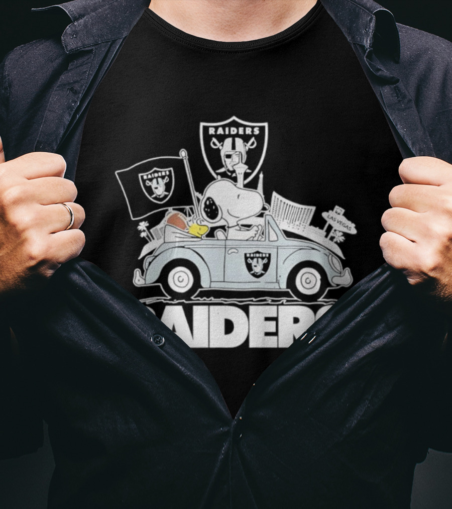 Peanuts Las Vegas Raiders Welcome To The Pound Driving Car Raiders Football Snoopy T-Shirt
