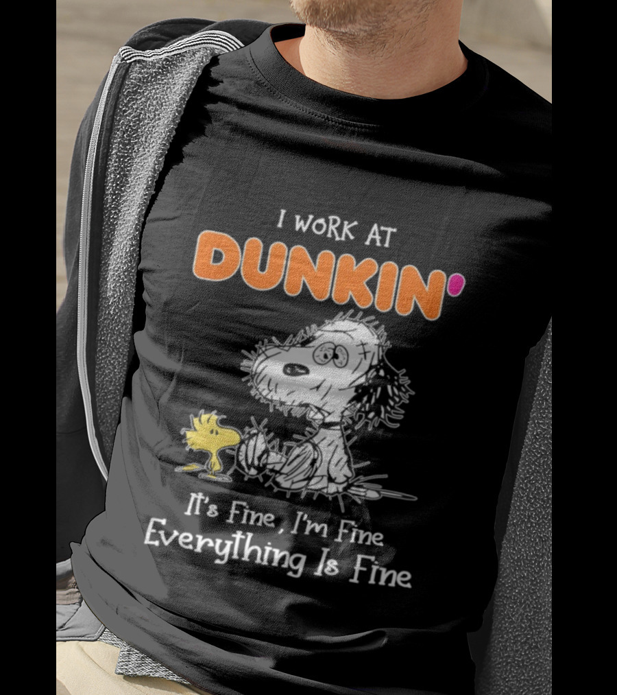 Snoopy And Woodstock Dunkin' It's Fine I'm Fine Everything Is Fine T-Shirt