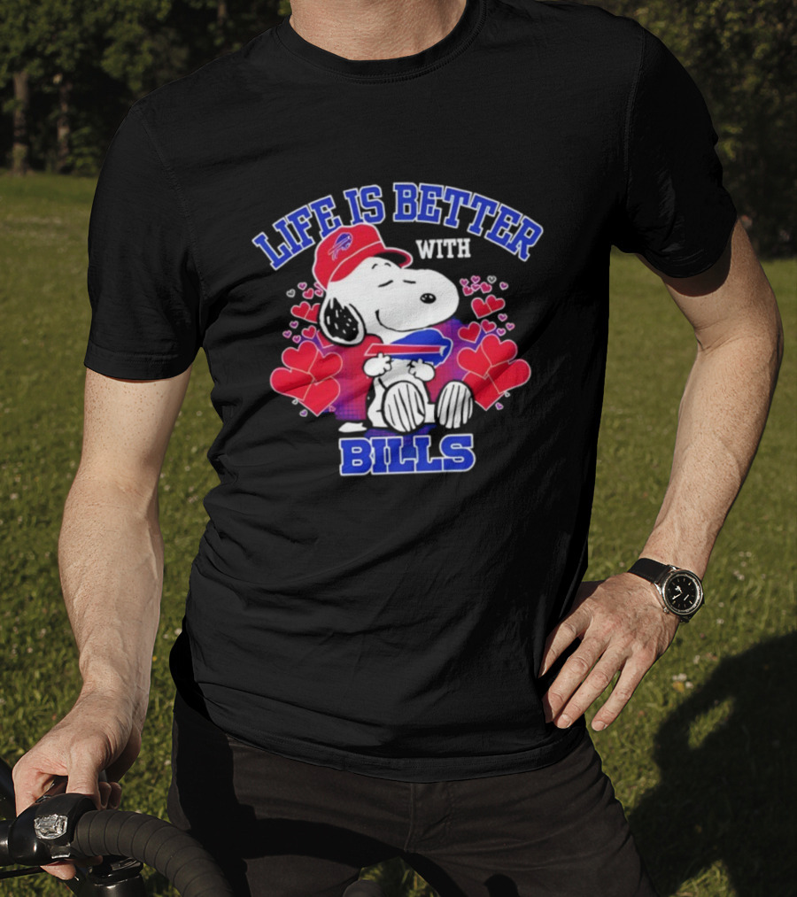 Life Is Better With Buffalo Bills Snoopy Hearts And Football Team Spirit T-Shirt