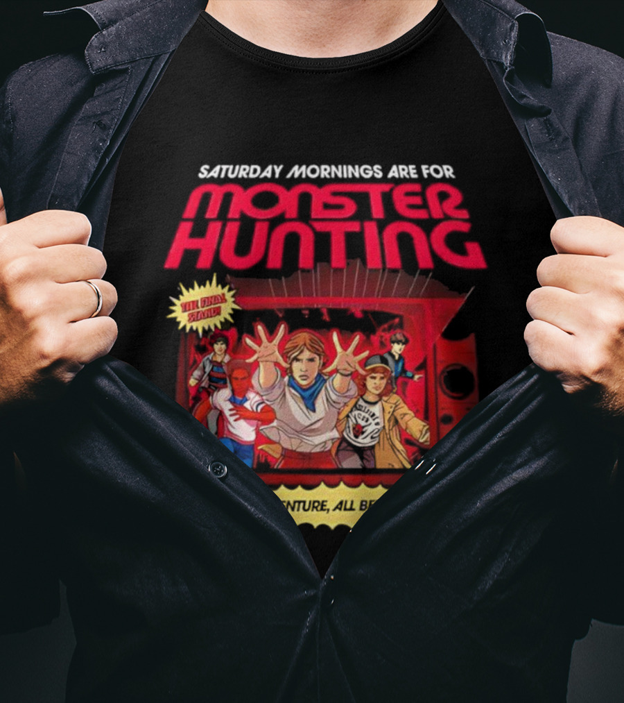 Stranger Things Monster Hunting Retro Adventure Saturday Mornings T-Shirt