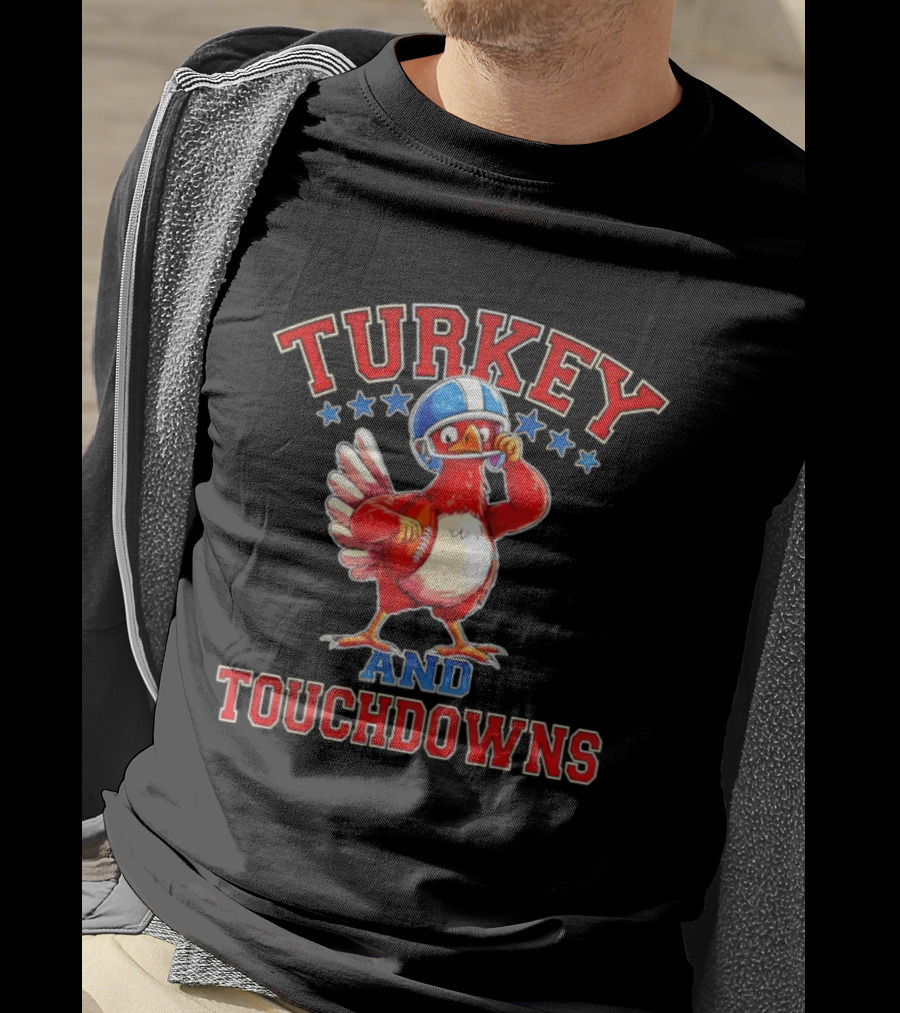 Turkey And Touchdowns Thanksgiving Football Game Day T-Shirt