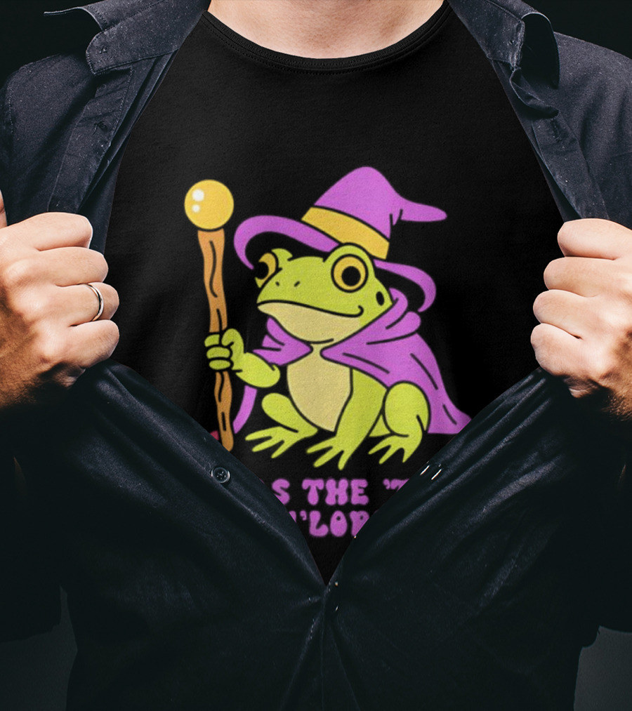 Twas The Tism M'Lord Frog Wizard Purple Hat Staff T-Shirt