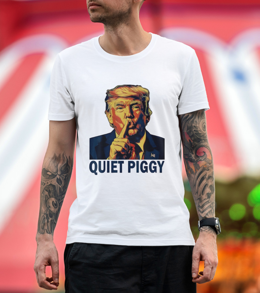 QUIET PIGGY Shushing Gesture T-Shirt