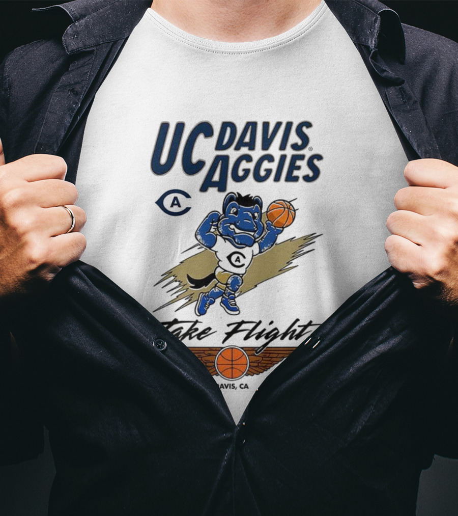 UC Davis Aggies Basketball Mascot Take Flight Davis CA T-Shirt