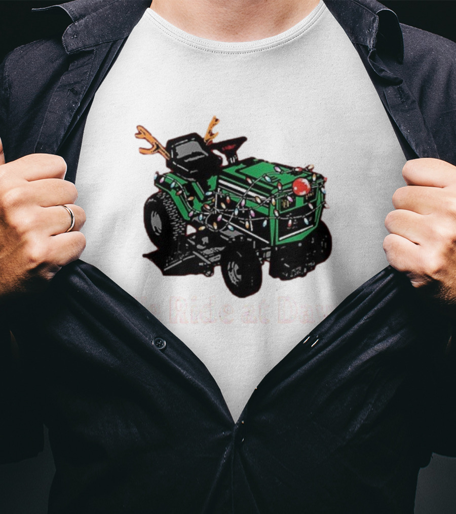We Ride At Dawn Santa Tractor Christmas Lights Reindeer Antlers T-Shirt