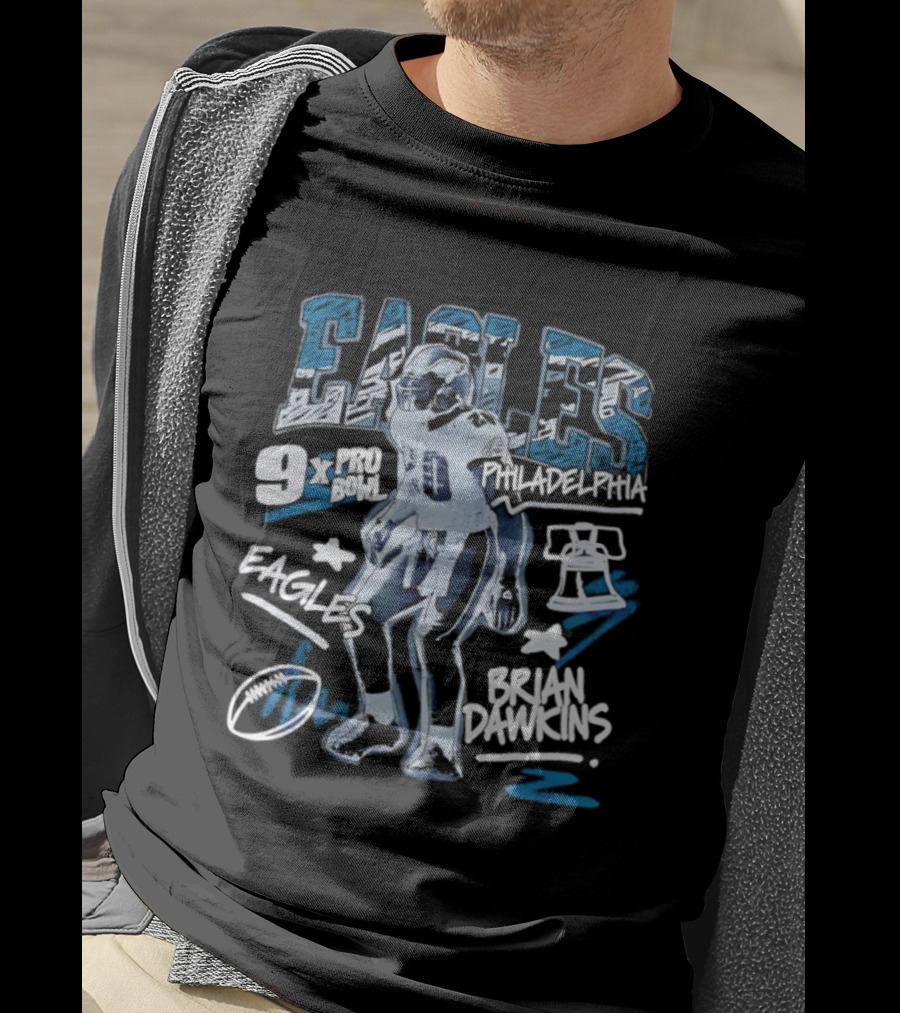 Brian Dawkins Philadelphia Eagles 20 Chalked Up Bell T-Shirt