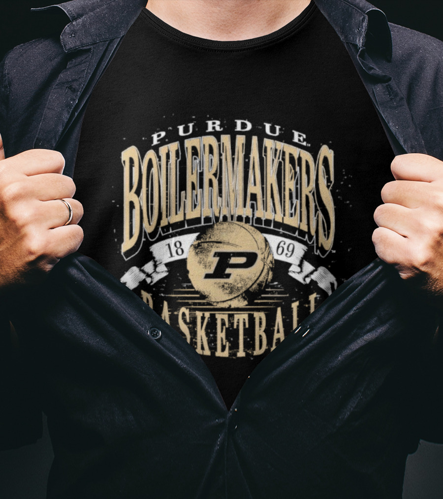 Purdue Boilermakers Basketball P Logo Vintage Style T-Shirt