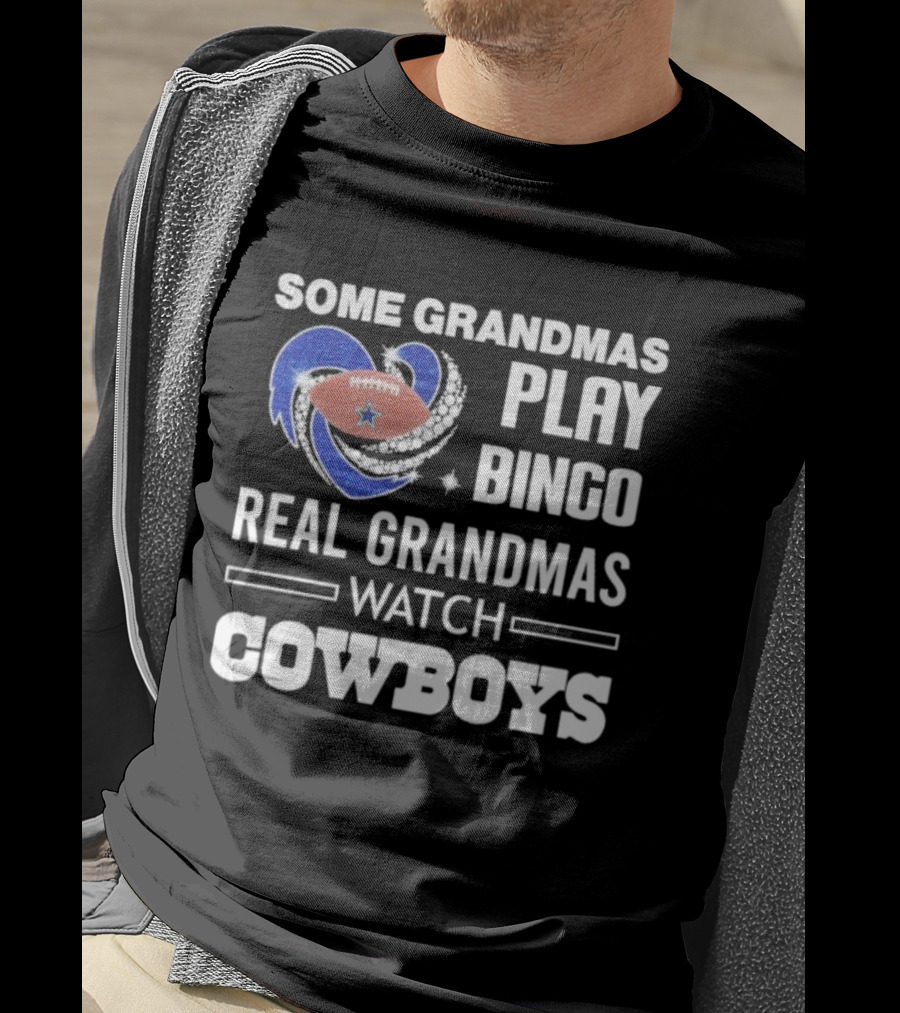Some Grandmas Play Bingo Real Grandmas Cowboys Football Diamond Heart T-Shirt