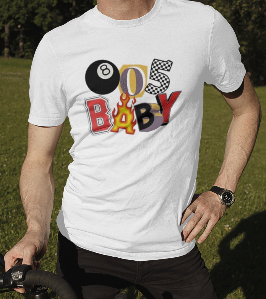 Big Time 805 Baby Eight Ball Fire Letters Retro Style T-Shirt