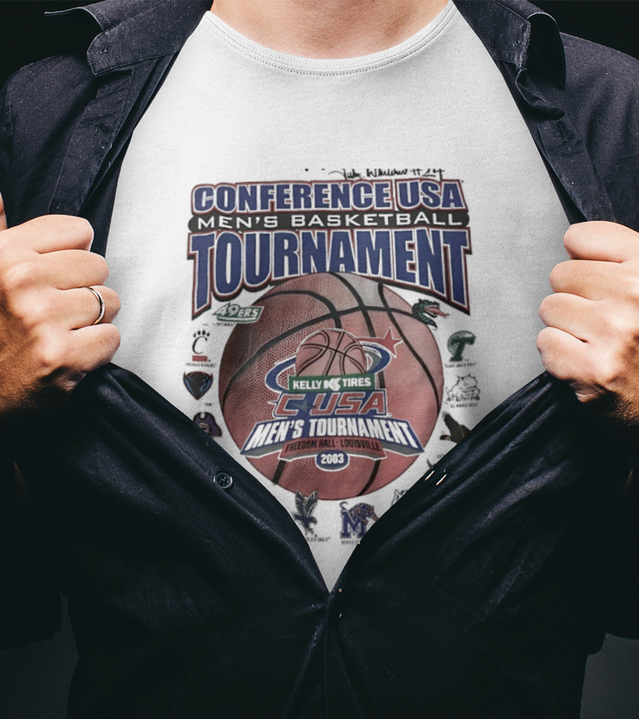 Conference USA Men's Basketball Tournament 2003 Freedom Hall Louisville Team Logos T-Shirt