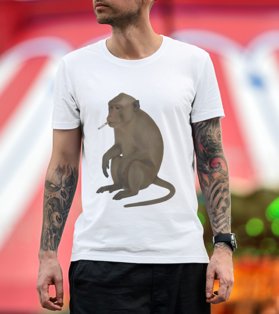 Crazy Monkey Smoking Cigarette Mood T-Shirt