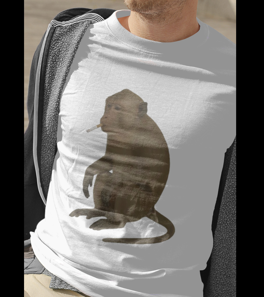 Crazy Monkey Smoking Cigarette Mood T-Shirt