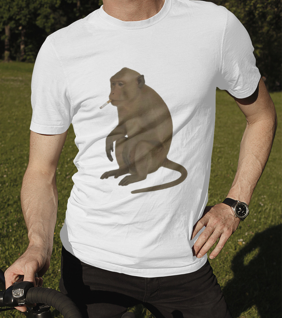 Crazy Monkey Smoking Cigarette Mood T-Shirt