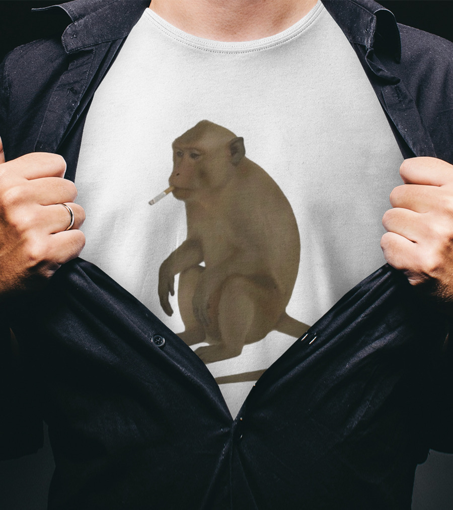 Crazy Monkey Smoking Cigarette Mood T-Shirt