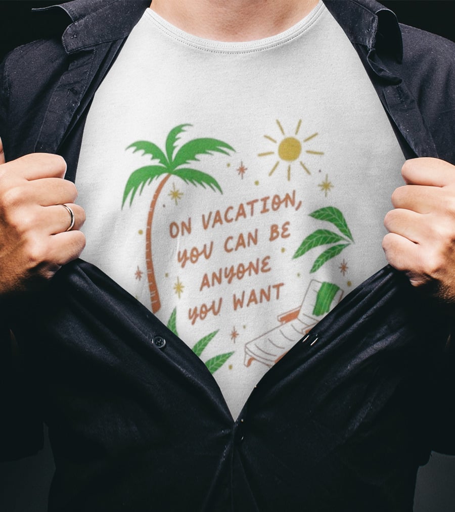 Emily Henry On Vacation You Can Be Anyone You Want Palm Trees Sun Lounge Chair T-Shirt