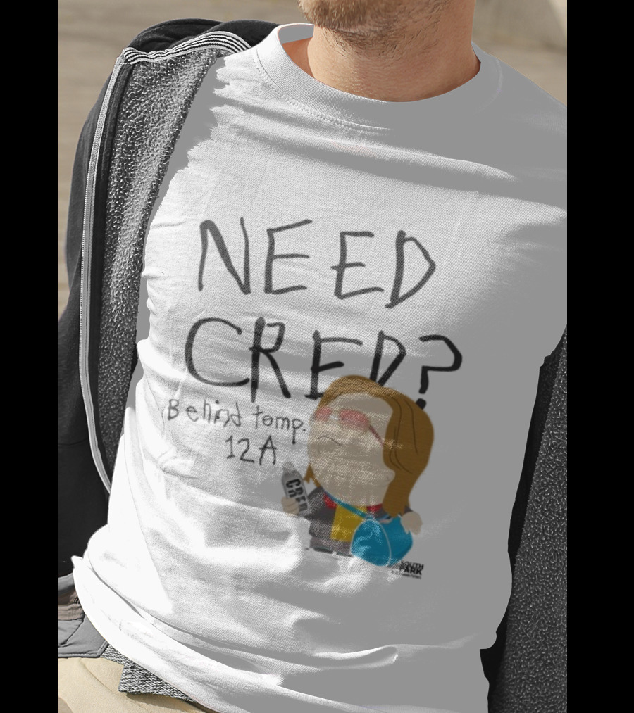 South Park Need Cred Behind Temp 12A Character Holding Microphone T-Shirt
