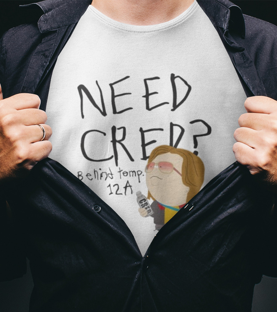 South Park Need Cred Behind Temp 12A Character Holding Microphone T-Shirt